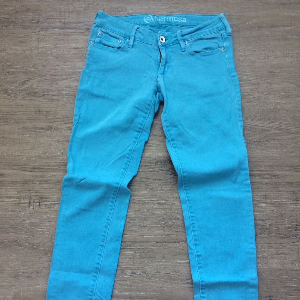 Super cute bright blue skinny jeans